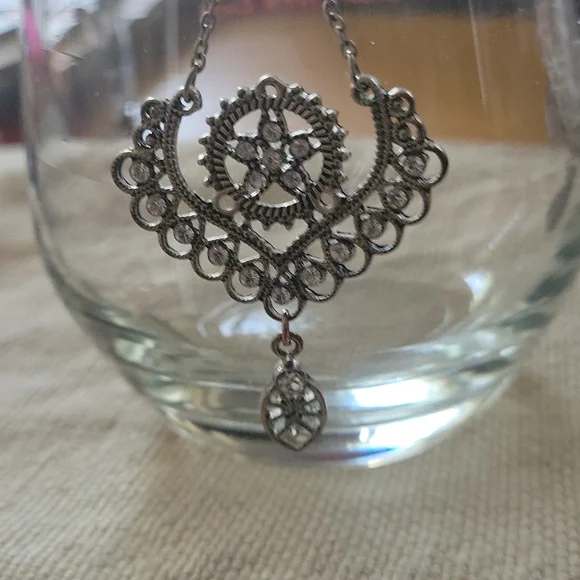 2 Pairs Silver and Rhinestone Chandelier Earrings. - Picture 5 of 5